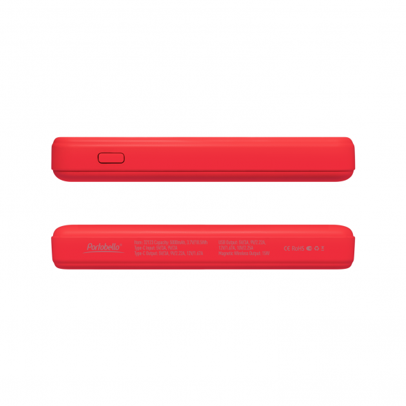 Внешний аккумулятор Largo PD 5000mAh с функцией беспроводной зарядки 15W, красный 