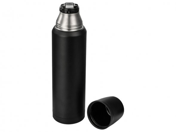 Термос с чашей и двойными медными стенками Stern, 1 л, черный 