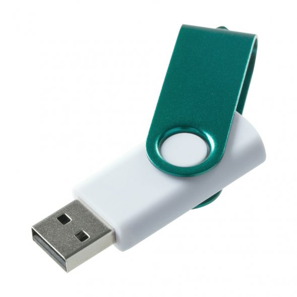 Флешка Twist Color, белая с зеленым, 16 Гб 
