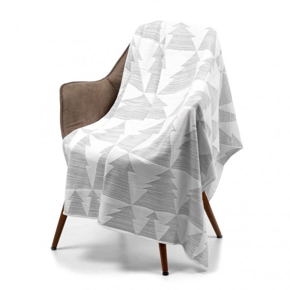 Плед «Танцующий лес», белый с серебром 