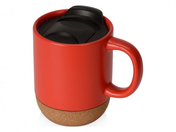 Кружка Denpasar с пробковым дном и крышкой, цветная с двух сторон, красный (P) 