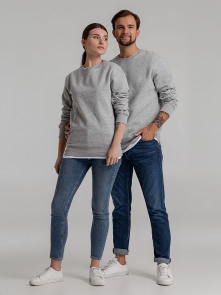 Свитшот унисекс King, серый меланж 