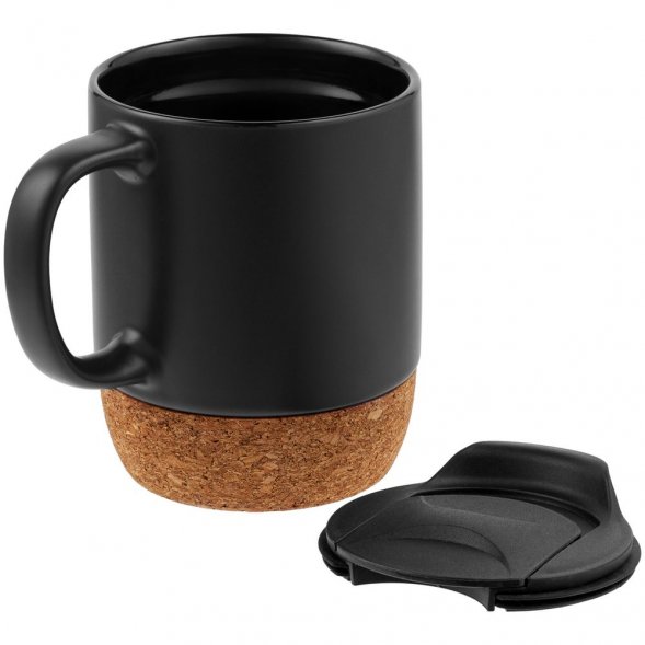 Кружка с пробковой подставкой Corky Walk, черная 