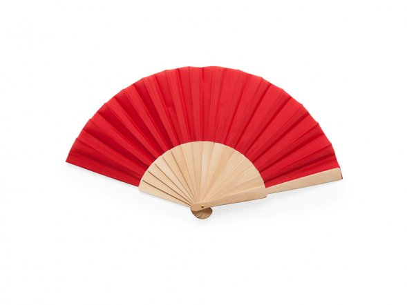 Веер CALESA с деревянными вставками и тканью из полиэстера, красный 
