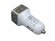 Автомобильная зарядка CC-03, 2 USB порта, квадратное основание для логотипа, серебро 