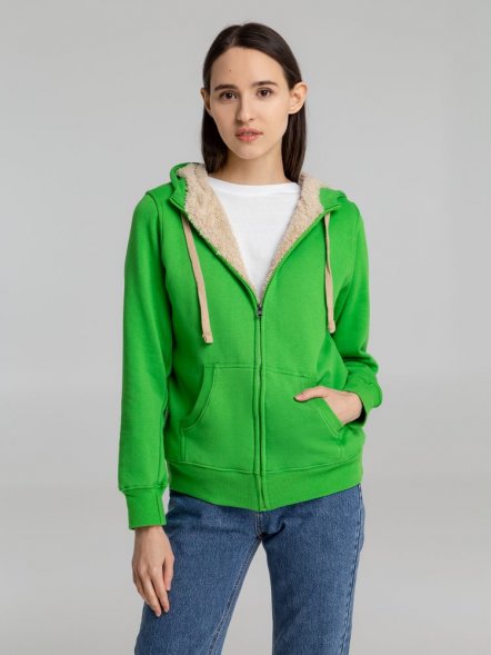 Толстовка унисекс на молнии Sherpa 280, ярко-зеленая 