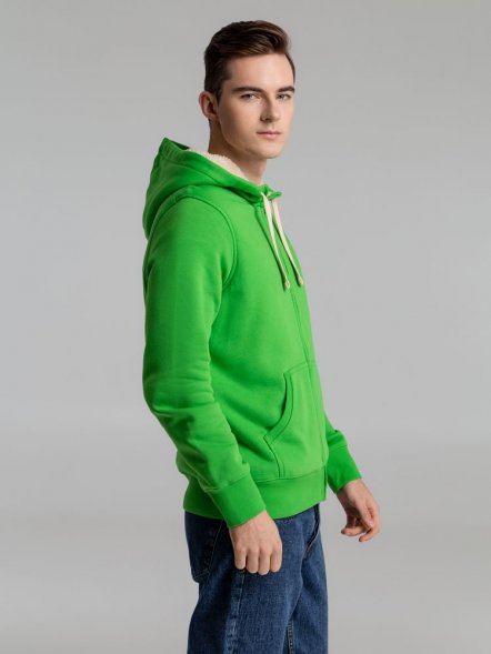 Толстовка унисекс на молнии Sherpa 280, ярко-зеленая 