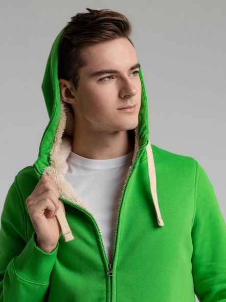 Толстовка унисекс на молнии Sherpa 280, ярко-зеленая 