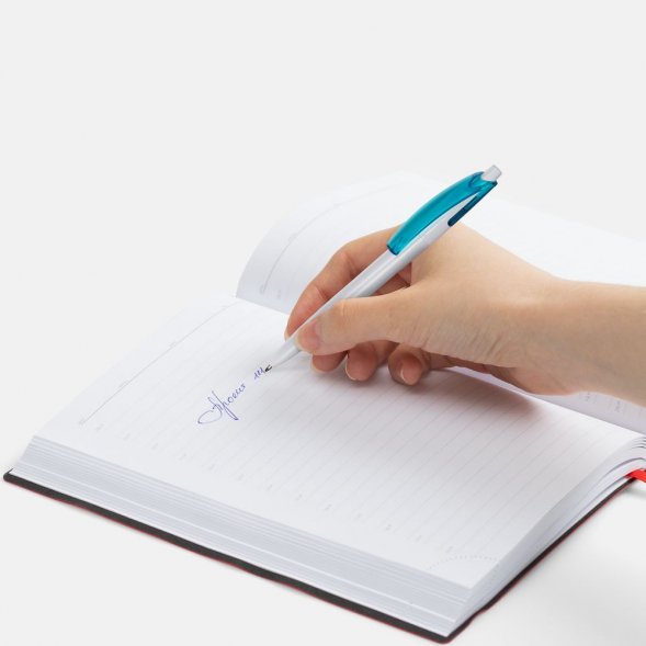 Ручка шариковая Bento, белая с голубым 