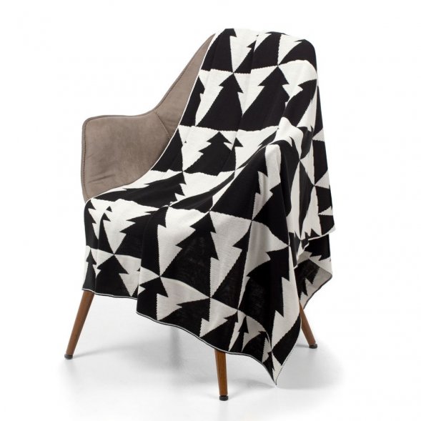 Плед «Танцующий лес», черно-белый 