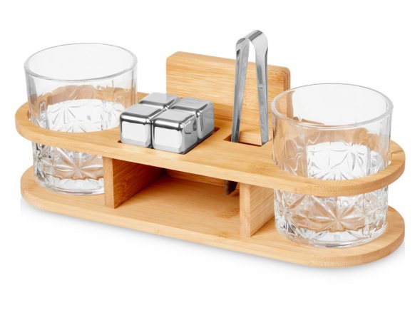 Набор для виски на бамбуковой подставке Boulevardier 