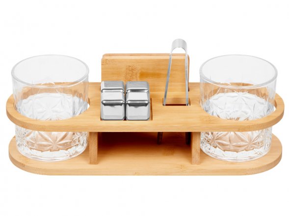 Набор для виски на бамбуковой подставке Boulevardier 