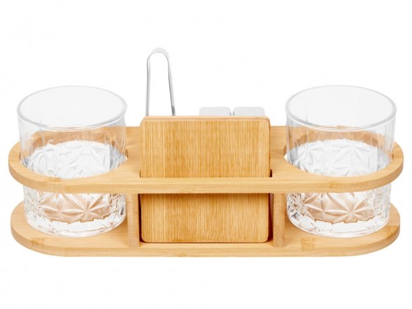 Набор для виски на бамбуковой подставке Boulevardier 