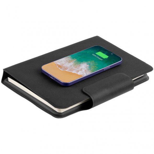 Органайзер с блокнотом и аккумулятором Oiro, черный 