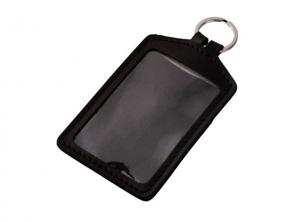 Кожаный бейдж для пропуска, черный 