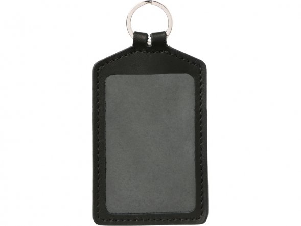 Кожаный бейдж для пропуска, черный 
