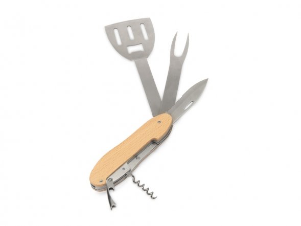 BBQ мультитул Blade 5в1 с деревянными ручками, в чехле 