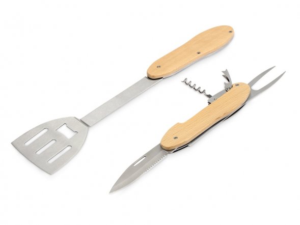 BBQ мультитул Blade 5в1 с деревянными ручками, в чехле 