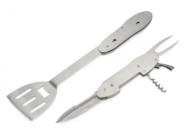 BBQ мультитул Blade 5в1 с деревянными ручками, в чехле 