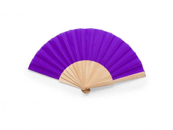 Веер CALESA с деревянными вставками и тканью из полиэстера, фиолетовый 