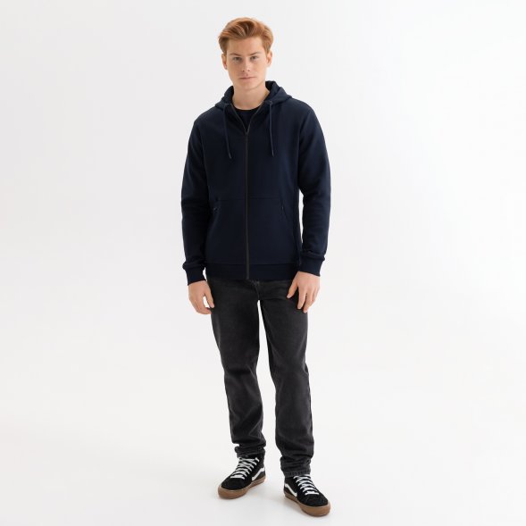 Толстовка на молнии с капюшоном MATEO темно-синяя, размер XXL 