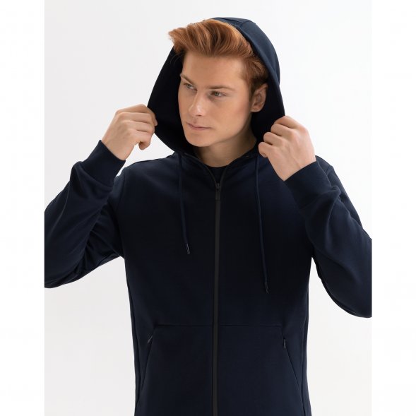 Толстовка на молнии с капюшоном MATEO темно-синяя, размер XXL 