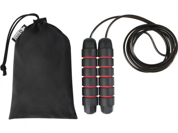 Austin, скакалка с мягкими ручками в чехле из переработанного PET-материала, красный 