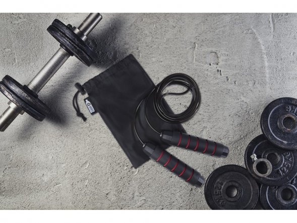 Austin, скакалка с мягкими ручками в чехле из переработанного PET-материала, красный 