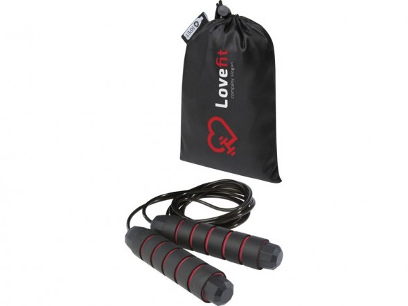 Austin, скакалка с мягкими ручками в чехле из переработанного PET-материала, красный 