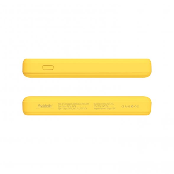 Внешний аккумулятор Largo PD 5000mAh с функцией беспроводной зарядки 15W, желтый 
