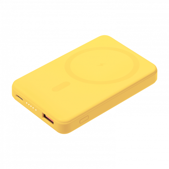 Внешний аккумулятор Largo PD 5000mAh с функцией беспроводной зарядки 15W, желтый 