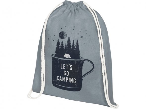 Рюкзак со шнурком Tenes из хлопка плотностью 140 г/м2, серый 