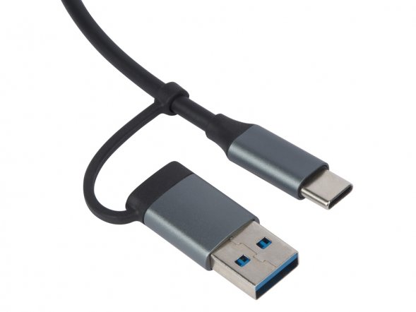 USB-хаб Link с коннектором 2-в-1 USB-C и USB-A, 2.0/3.0, серый 
