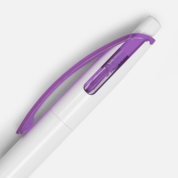 Ручка шариковая Bento, белая с фиолетовым 