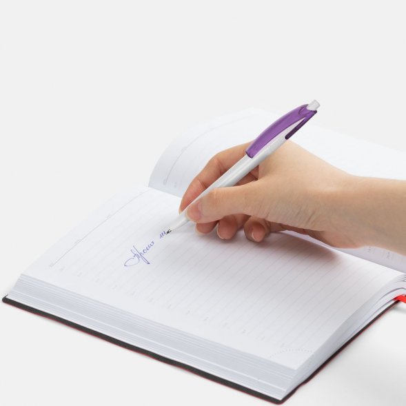 Ручка шариковая Bento, белая с фиолетовым 