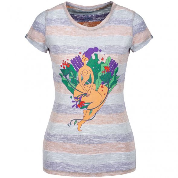 Футболка женская «Амазонка» двусторонняя, оранжевая с фиолетовым 