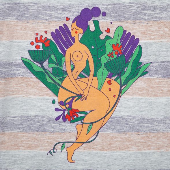 Футболка женская «Амазонка» двусторонняя, оранжевая с фиолетовым 