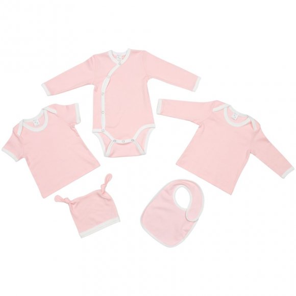 Футболка детская с коротким рукавом Baby Prime, розовая с молочно-белым 