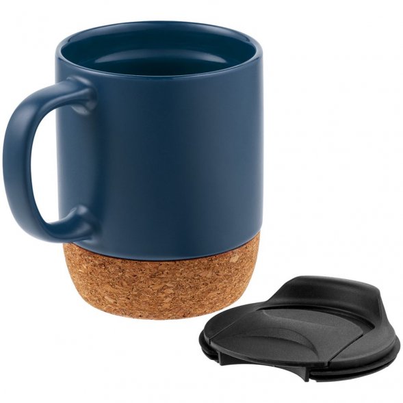 Кружка с пробковой подставкой Corky Walk, синяя 
