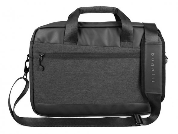 Портфель мужской BUGATTI Universum 15&amp;#039;&amp;#039;, графитовый, полиэстер меланж/тарпаулин, 38х7х27 см, 7 л 