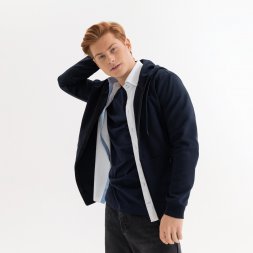 Толстовка на молнии с капюшоном MATEO, темно-синяя, размер XXXL