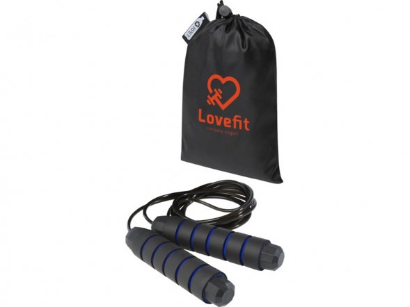 Austin, скакалка с мягкими ручками в чехле из переработанного PET-материала, синий 