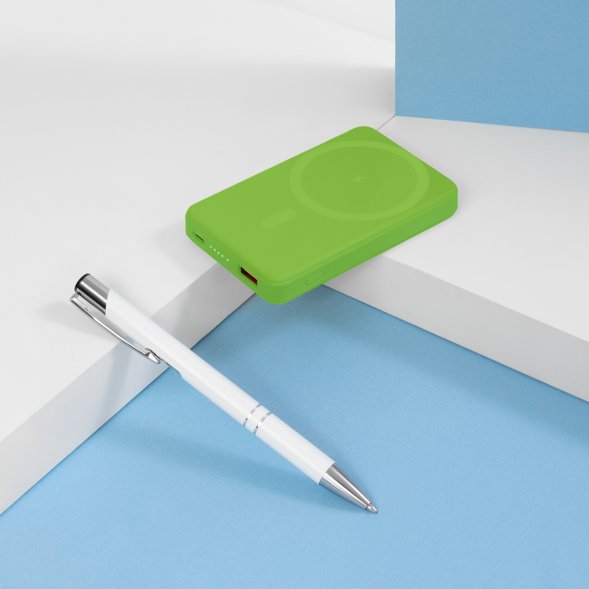 Внешний аккумулятор Largo PD 5000mAh с функцией беспроводной зарядки 15W, салатовый 