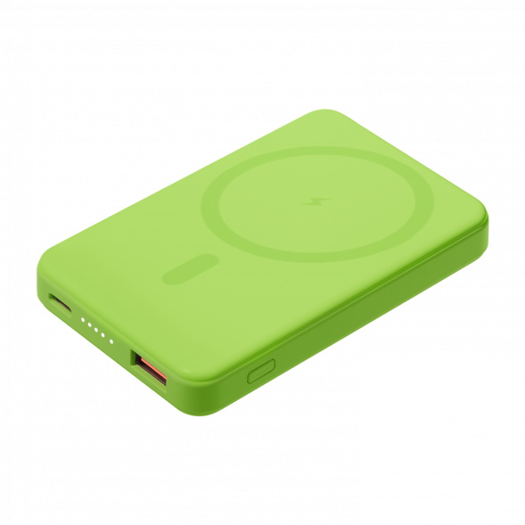 Внешний аккумулятор Largo PD 5000mAh с функцией беспроводной зарядки 15W, салатовый 