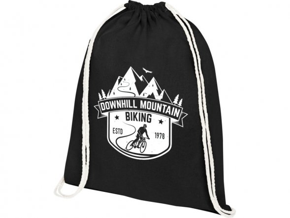 Рюкзак со шнурком Tenes из хлопка плотностью 140 г/м2, черный 