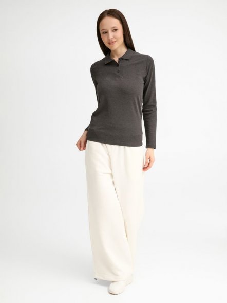 Рубашка поло женская с длинным рукавом Perfect LSL Women, черный меланж 