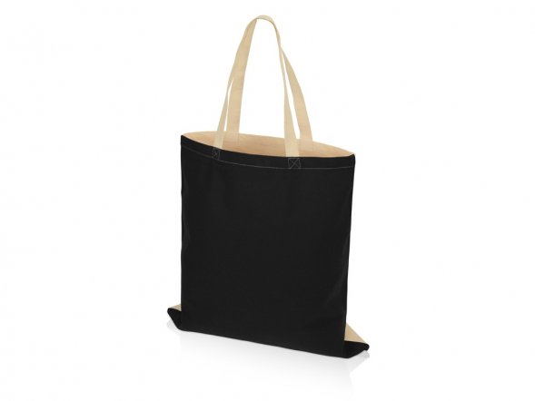 Сумка для шопинга Twin двухцветная из хлопка, 180 г/м2, черный/натуальный 