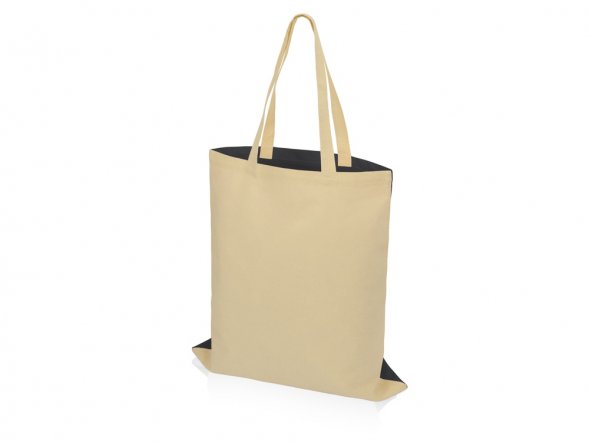Сумка для шопинга Twin двухцветная из хлопка, 180 г/м2, черный/натуальный 