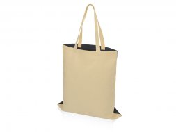 Сумка для шопинга Twin двухцветная из хлопка, 180 г/м2, черный/натуальный