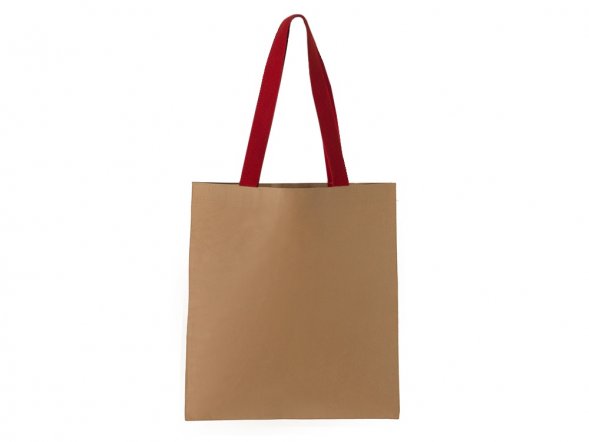 Сумка-шопер Papyrus из моющейся крафт-бумаги, натруальный/красный 